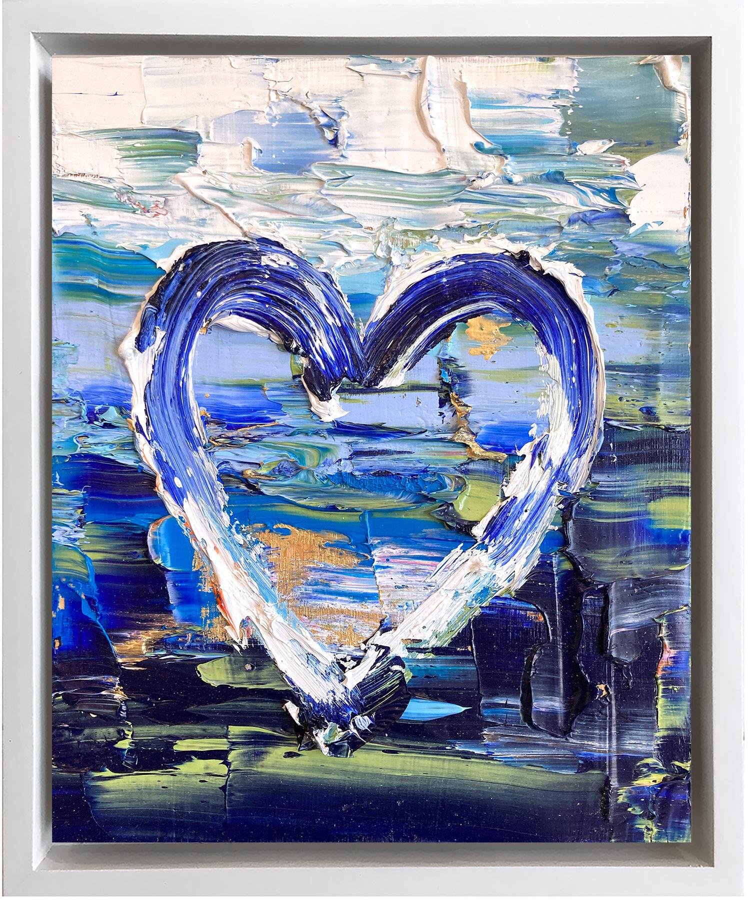 Cindy Shaoul Figurative Painting - "My Enchanted Heart" Contemporary Pop Art Oil & Gold Painting with Floater Frame