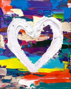 "My Everlasting Heart" Contemporary Pop Oil Painting on Wood White Floater Frame