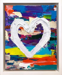 "My Everlasting Heart" Contemporary Pop Oil Painting on Wood White Floater Frame