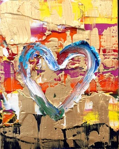 "My Everlasting Heart" Multicolor Contemporary Pop Oil Painting Floater Frame