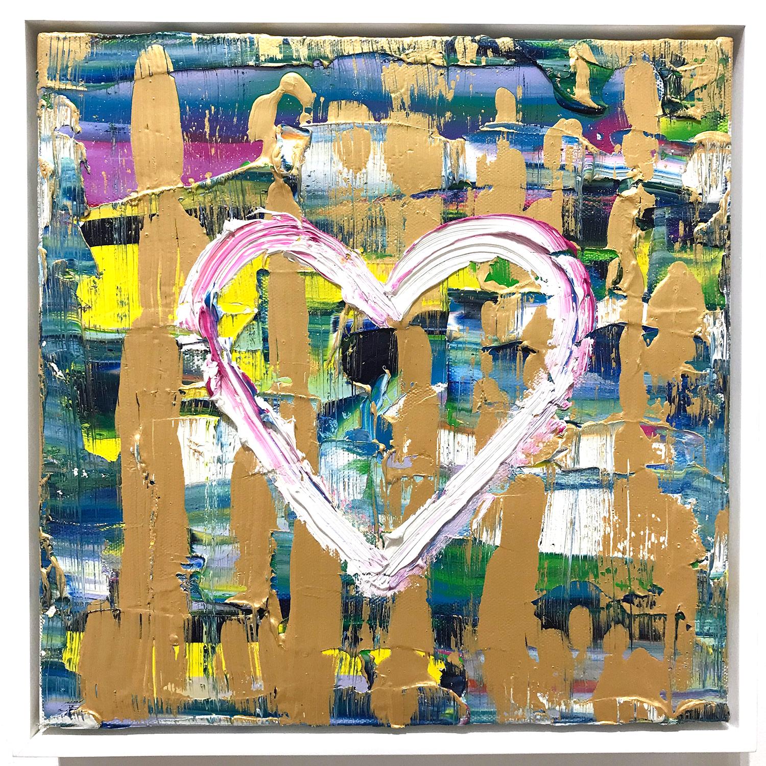 Cindy Shaoul Abstract Painting - "My Forever Heart" Contemporary Oil Painting on Canvas with Floater Frame