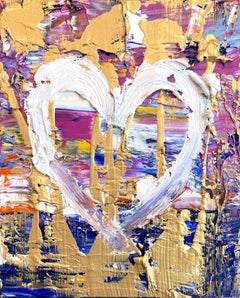 "My Forever Young Heart" Contemporary Pop Art Oil Painting with Floater Frame