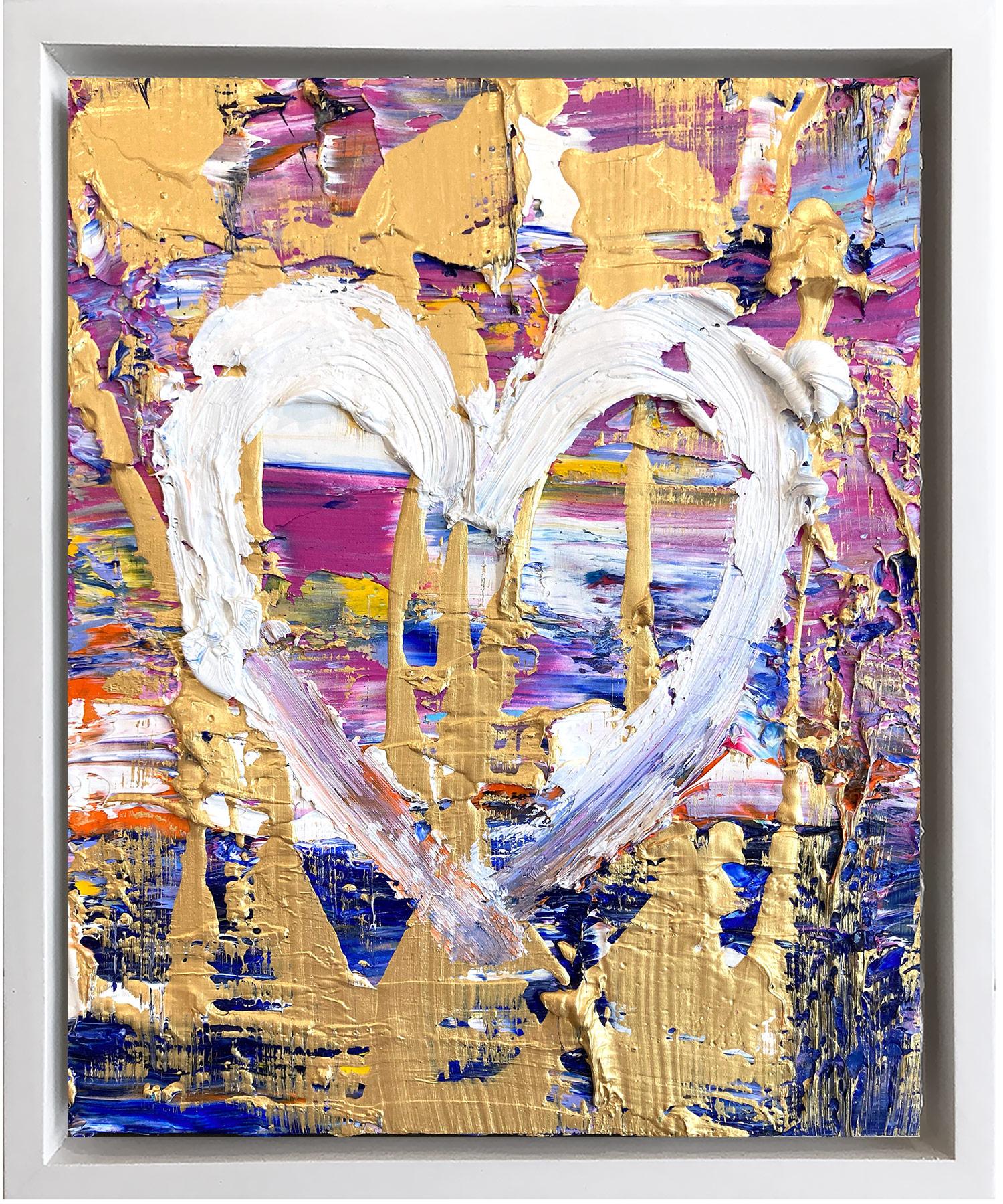 Cindy Shaoul Figurative Painting - "My Forever Young Heart" Contemporary Pop Art Oil Painting with Floater Frame