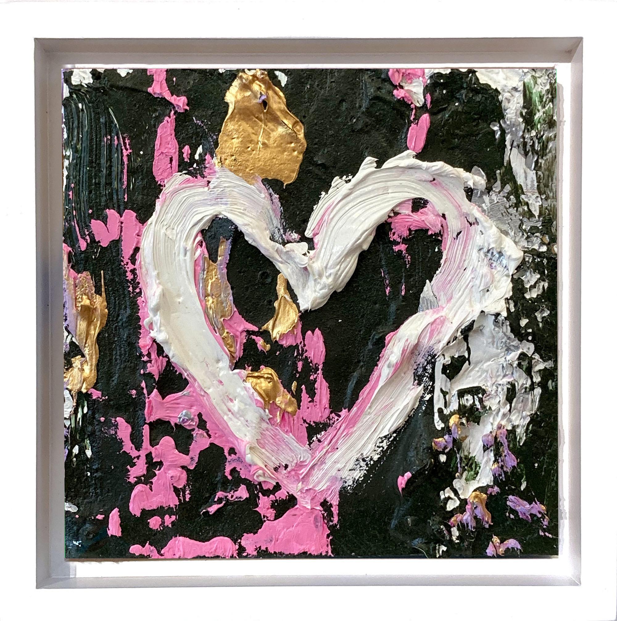 "My Forever Yours Heart" Colorful Pop Art Oil Painting in White Floater Frame