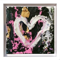 "My Forever Yours Heart" Colorful Pop Art Oil Painting in White Floater Frame