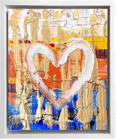 "My Free at Heart" Peinture à l'huile contemporaine Pop Art avec cadre flottant blanc