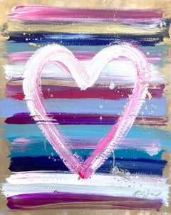 "My Free Heart" Colorful Abstract Acrylic & Gold Leaf Painting on Paper