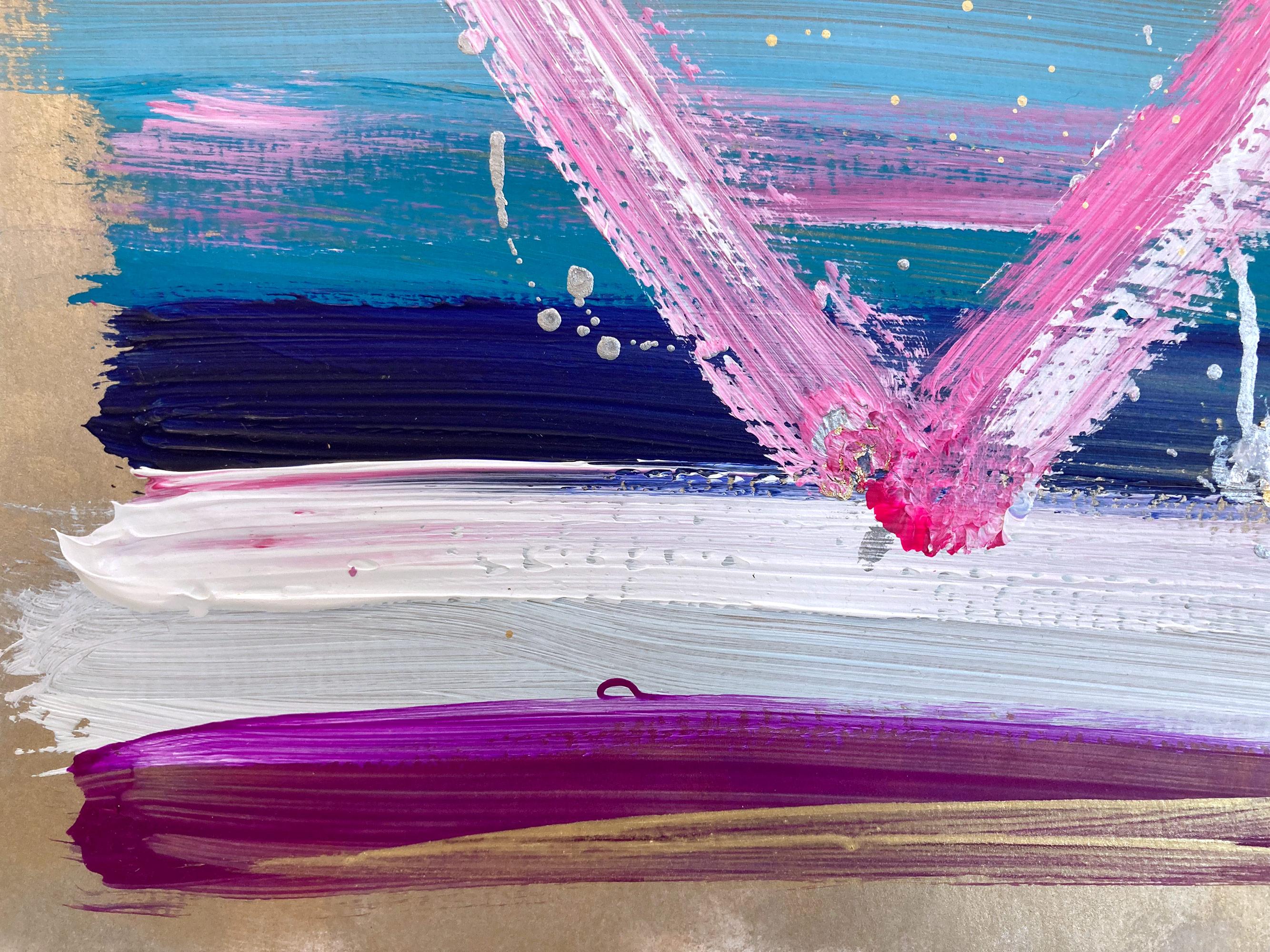 Motivés par les couleurs vives et les coups de pinceau rapides, nous sommes émus par la simplicité et la texture épaisse des acryliques de ces œuvres. La 