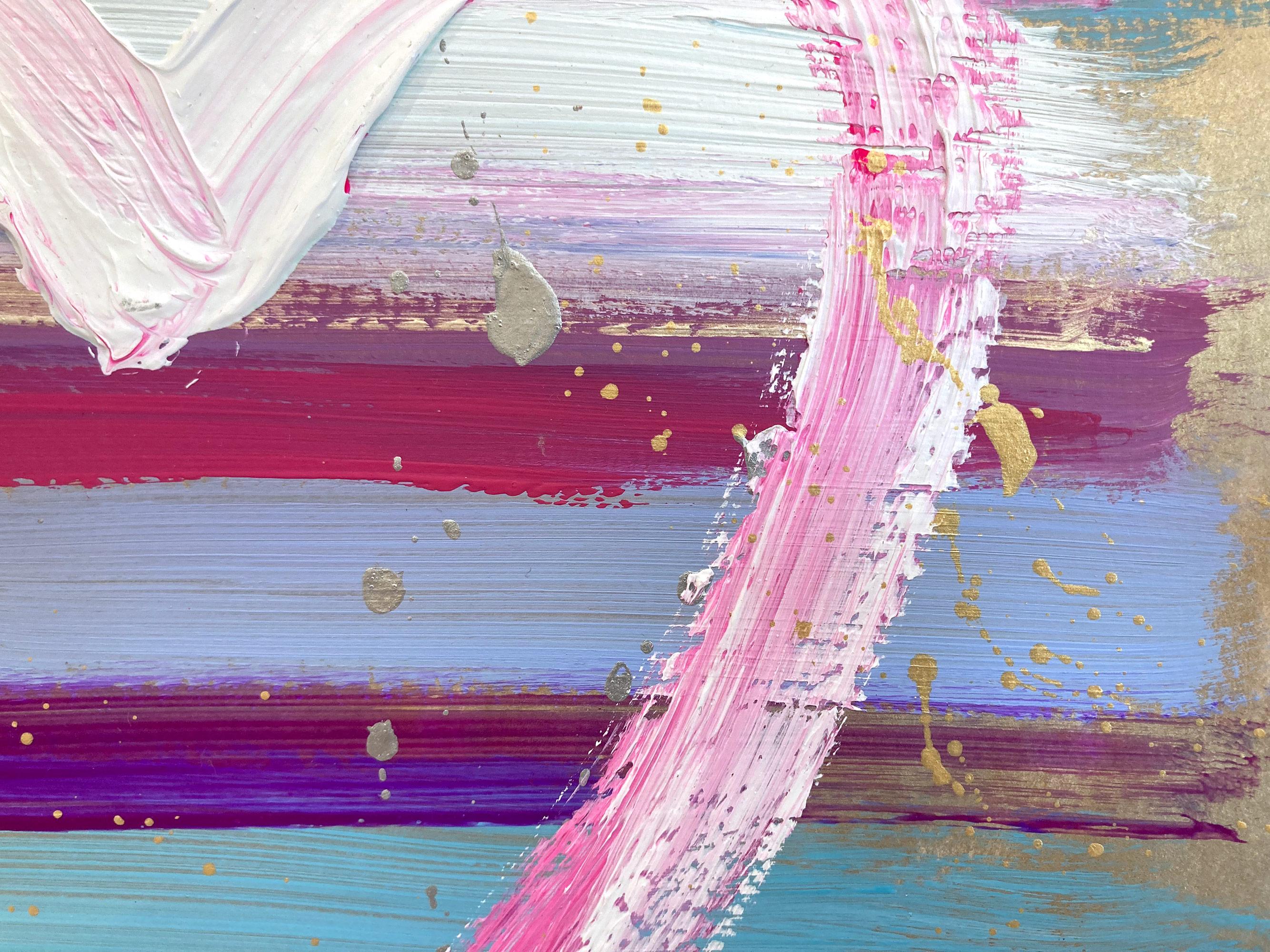 « My Free Heart », peinture abstraite colorée à l'acrylique et à la feuille d'or sur papier en vente 2