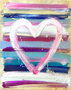 "Mi corazón libre" Pintura abstracta de colores en acrílico y pan de oro sobre papel