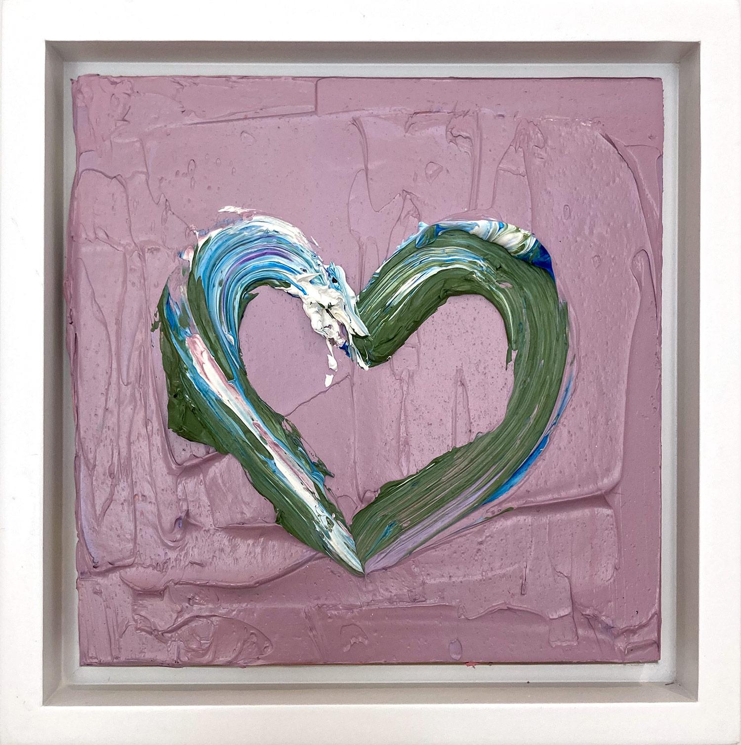 Cindy Shaoul Abstract Painting – „My Givenchy Heart“ Buntes Pop-Art-Ölgemälde mit weißem Floater-Rahmen