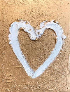 "My Gold Rush Heart" Pop Art Oil Painting on Wood with White Floater Frame