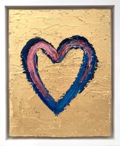 "My Golden Age Heart" Gold Pop Oil Painting on Wood with White Floater Frame