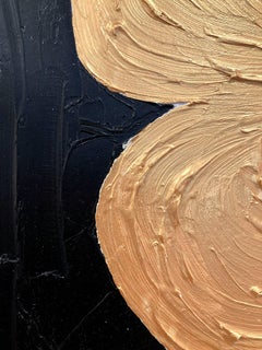 "My Golden Butterfly" Gold and Black Contemporary Oil Painting on Canvas