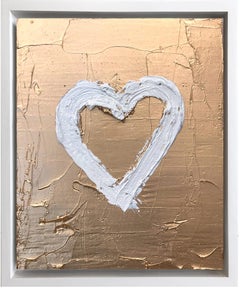 "My Golden Locket Heart" Gold Pop Oil Painting Wood With White Floater Frame