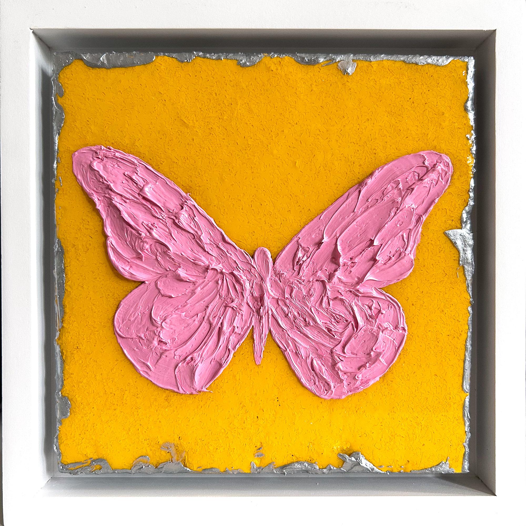 „My Gracious Pink Butterfly“ – zeitgenössisches Pop-Art-Ölgemälde mit Floater-Rahmen