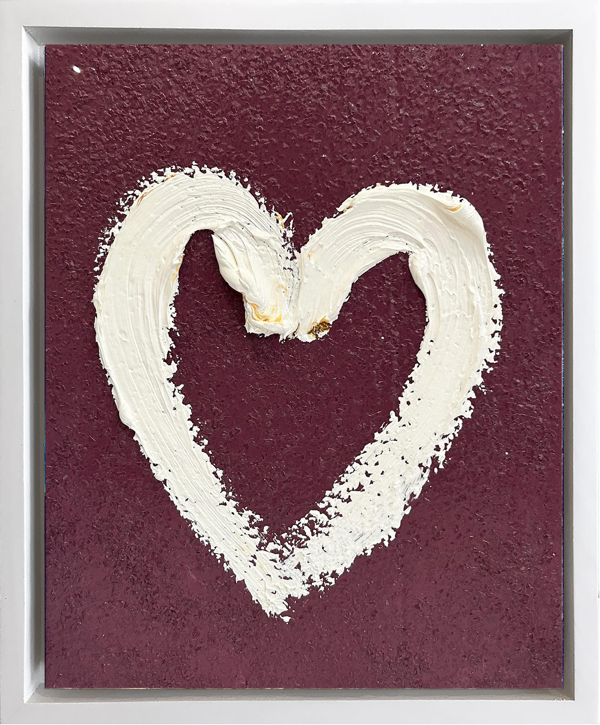 Figurative Painting di Cindy Shaoul - "My Grape Sour Patch Heart" Pittura ad olio Pop Art in legno con cornice bianca fluttuante