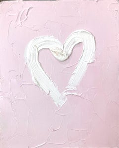 "My Heart in Baby Pink" Contemporary Pop Oil Painting with Floater Frame