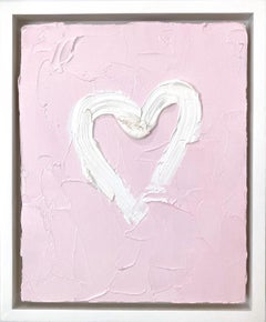 "My Heart in Baby Pink" Contemporary Pop Oil Painting with Floater Frame