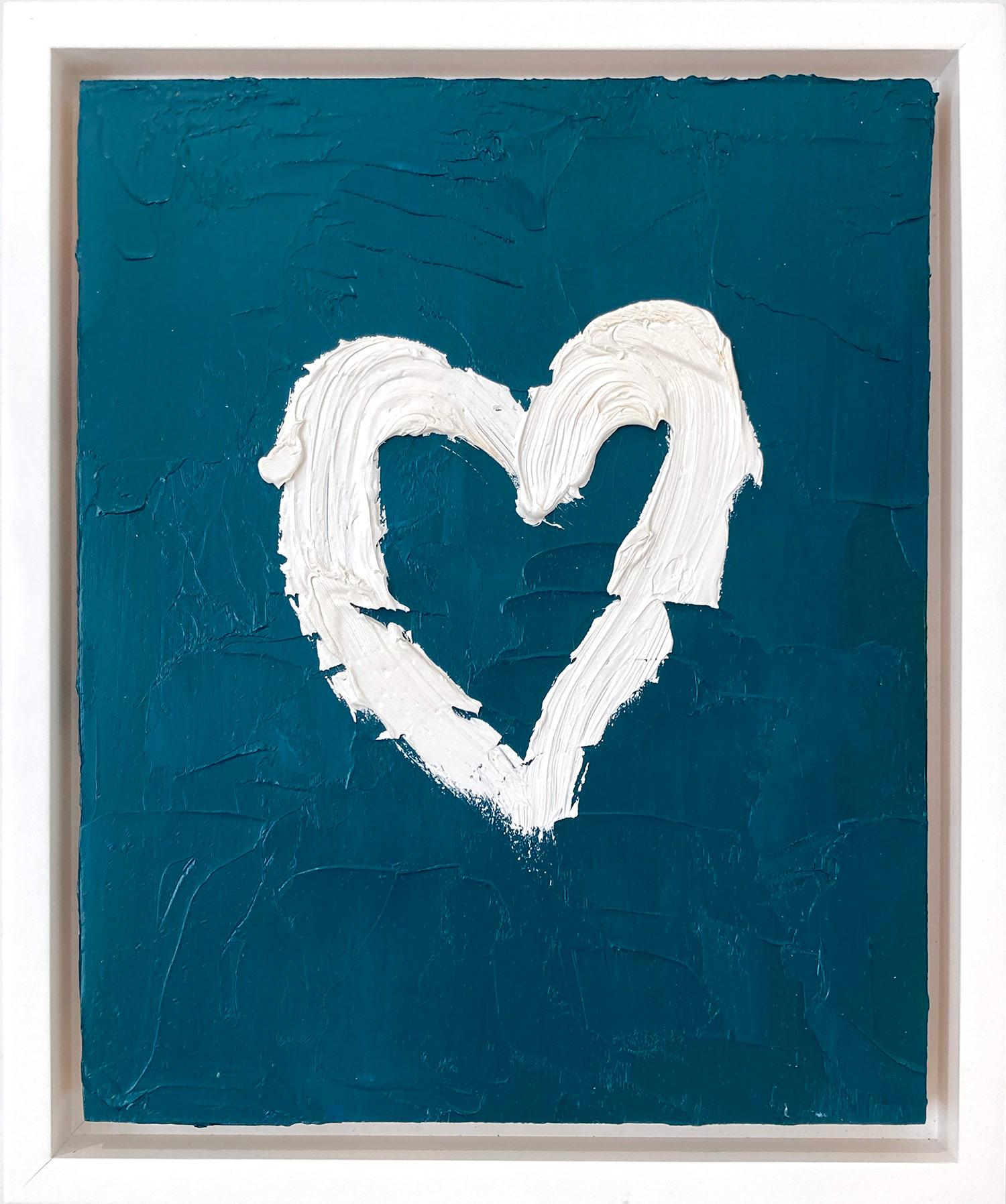 "My Heart in Deep Jade" Contemporary Pop Oil Painting with Floater Frame
