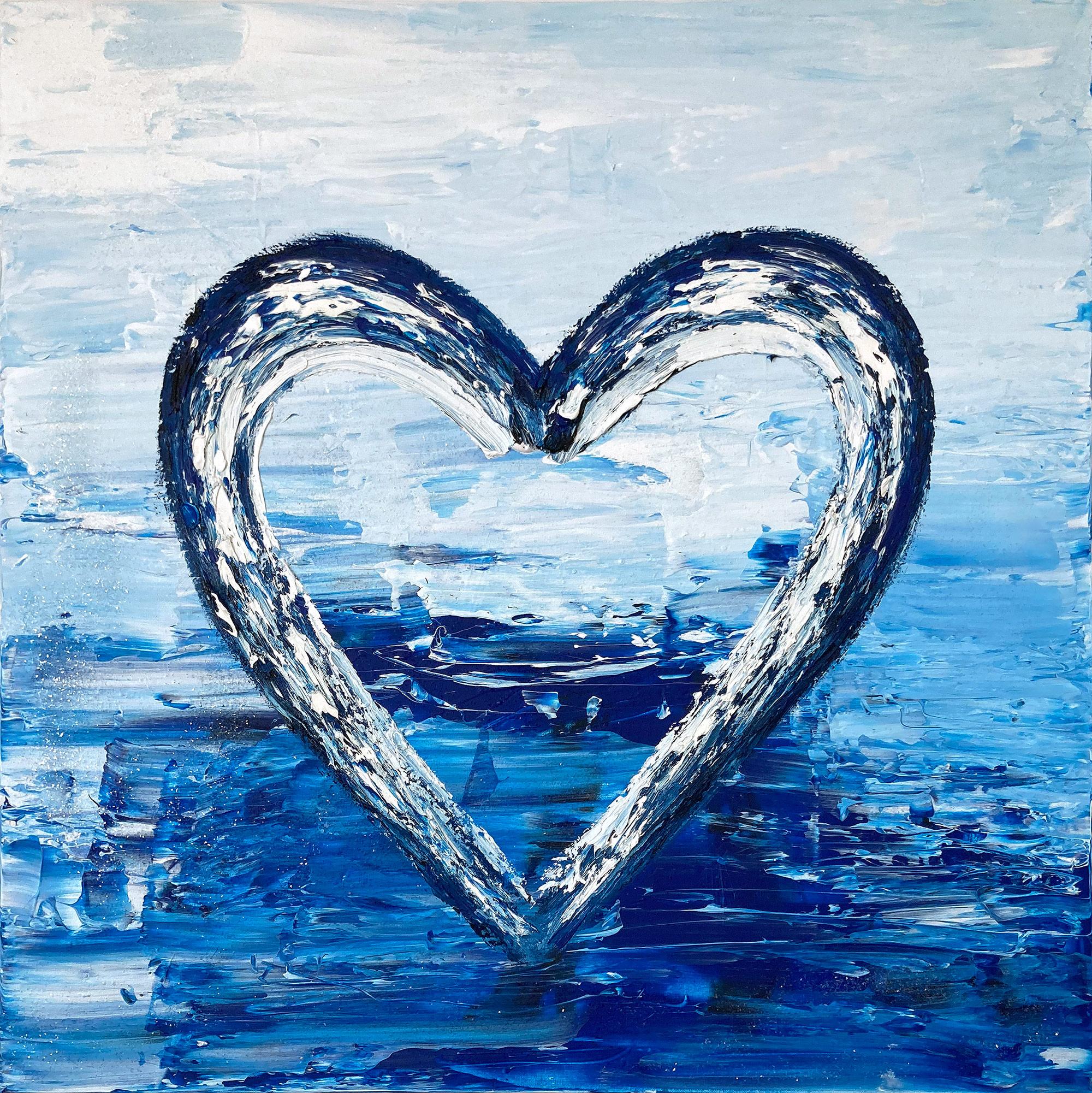 Cindy Shaoul Figurative Painting – "Mein Herz des Ozeans" Zeitgenössische Pop-Diamantstaub-Ölmalerei auf Leinwand