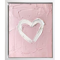 "My Heart on Blush Pink" Contemporary Oil Painting Framed with Floater Frame