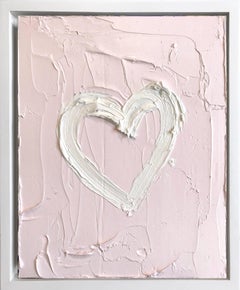 "My Heart on Blush Pink" Contemporary Oil Painting Framed with Floater Frame