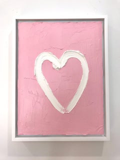 "My Pink Blossom Heart" Pink Cherry Contemporary Oil Painting w Floater Frame