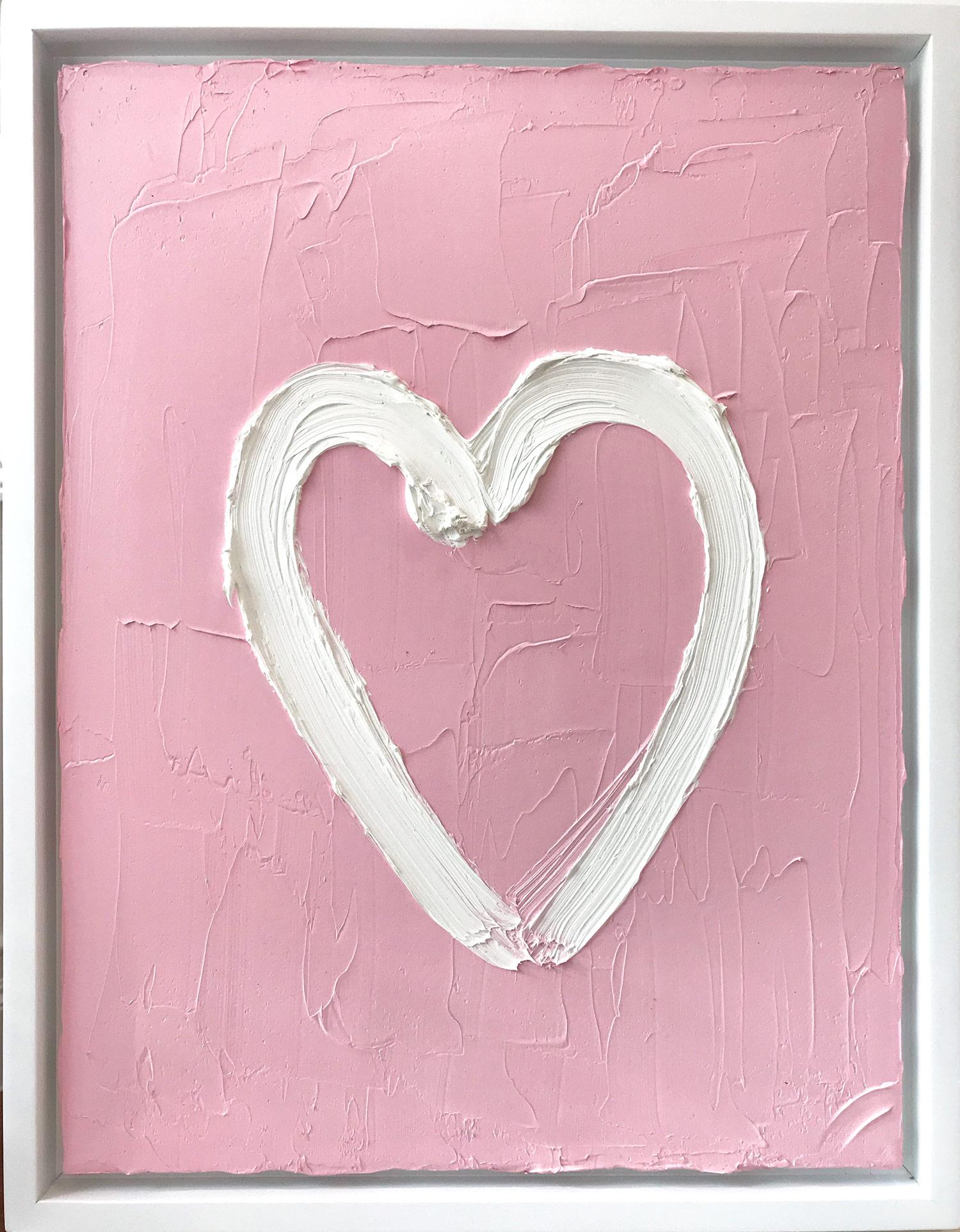 Cindy Shaoul Abstract Painting - "My Pink Blossom Heart" Pink Cherry Contemporary Oil Painting w Floater Frame