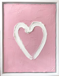 "My Pink Blossom Heart" Pink Cherry Contemporary Oil Painting w Floater Frame