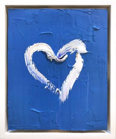 "My French Kiss Heart" Peinture à l'huile contemporaine encadrée avec cadre flottant