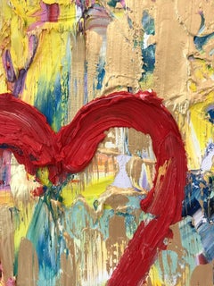 My Strawberry Fields Heart Multicolor Contemporary Oil Painting & Floater Frame