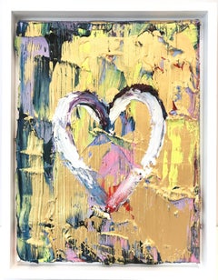 "My Heart on Disco Nights" Multicolor Contemporary Oil Painting & Floater Frame
