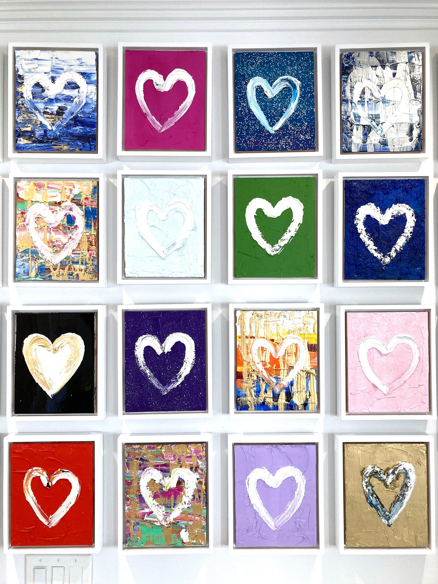 „My Heart on Fire“ Gold, Schwarz, Rot & Weißes Ölgemälde mit weißem Floater-Rahmen im Angebot 4