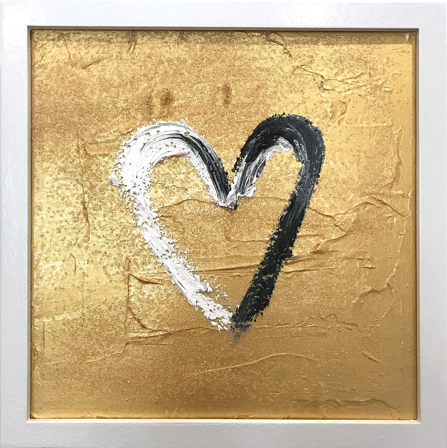 Cindy Shaoul Figurative Painting - "My Heart on Gold Diamond" Contemporary Oil Painting Framed w Floater Frame