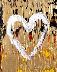 "My Heart on Golden Sunset" Multicolor Contemporary Oil Painting Thick Canvas