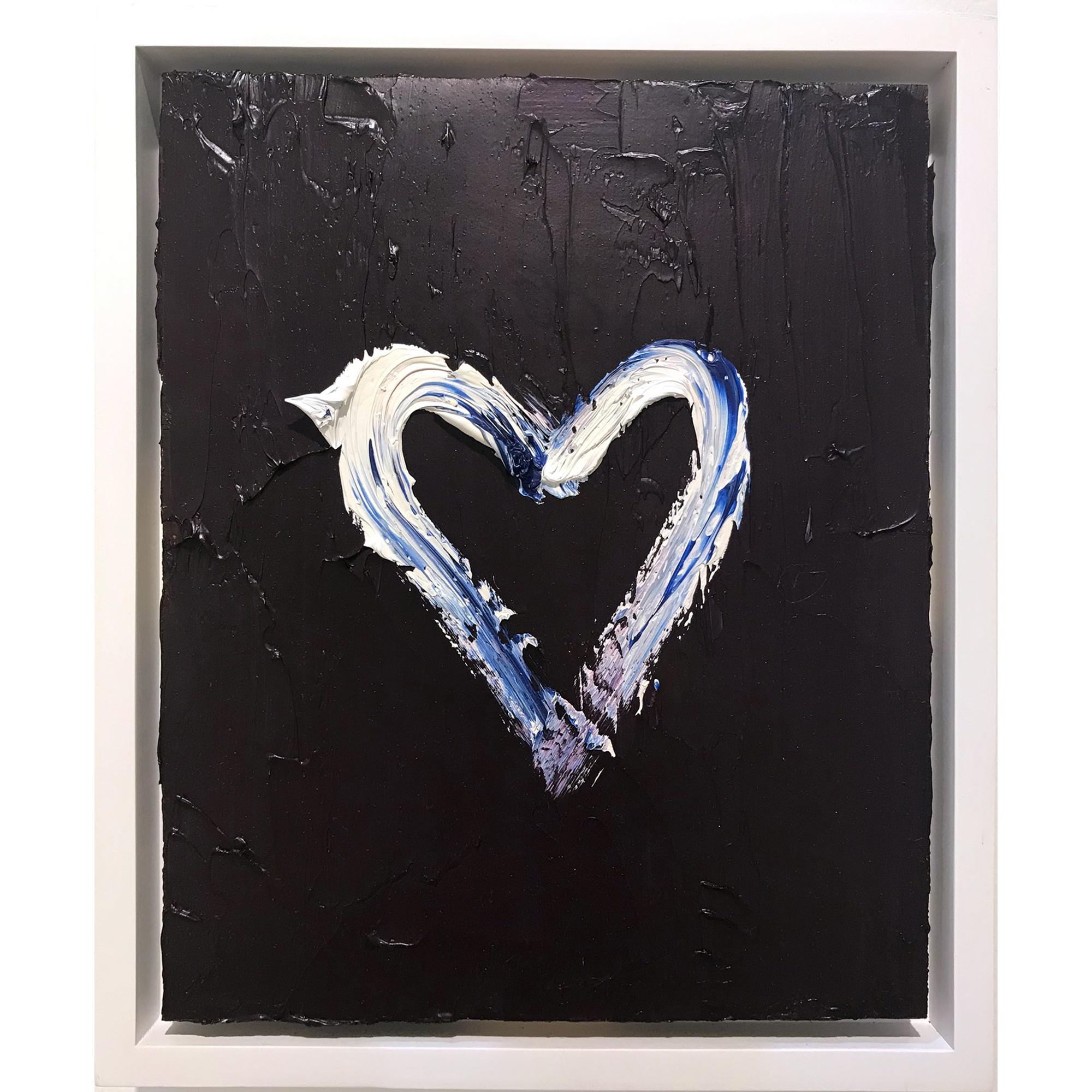 Cindy Shaoul Abstract Painting - "My Heart on Indigo Purple" Contemporary Oil Painting Framed with Floater Frame