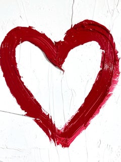 "My Heart on Lipstick Red" Red and White Contemporary Oil Painting Thick Canvas