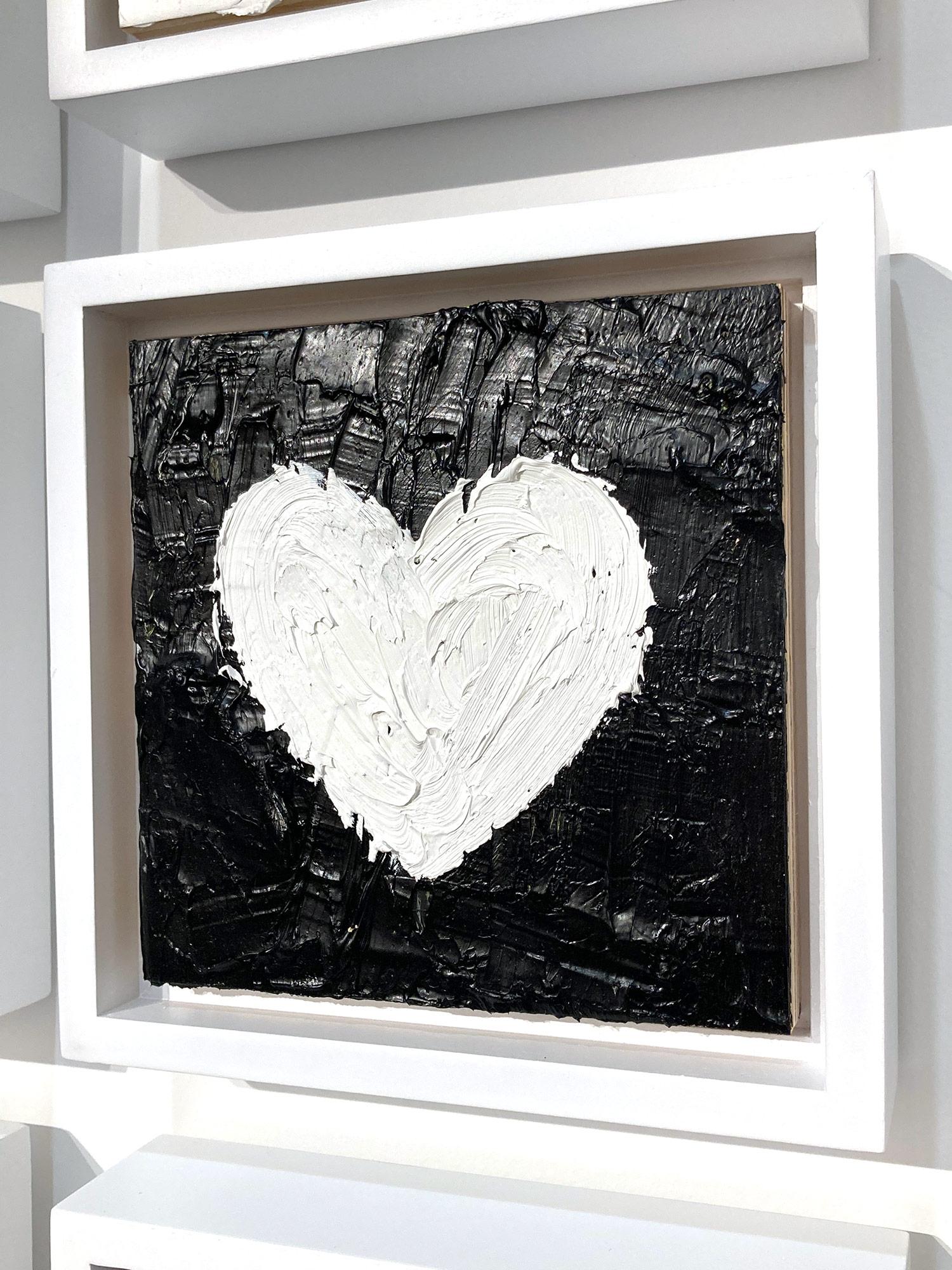 black and white heart painting