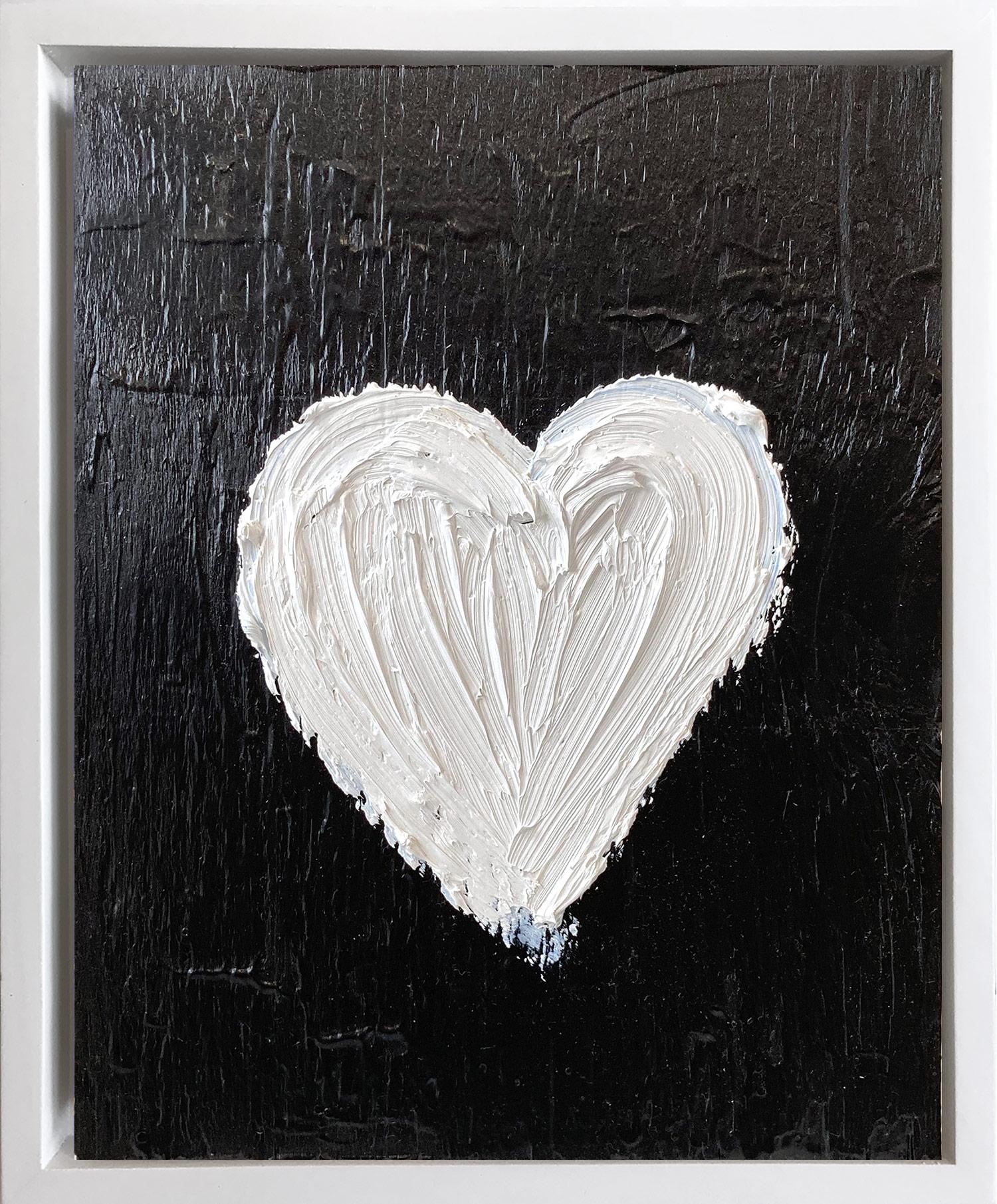 Cindy Shaoul Figurative Painting - "My Heart on Noir" Contemporary Oil Painting Framed with Floater Frame