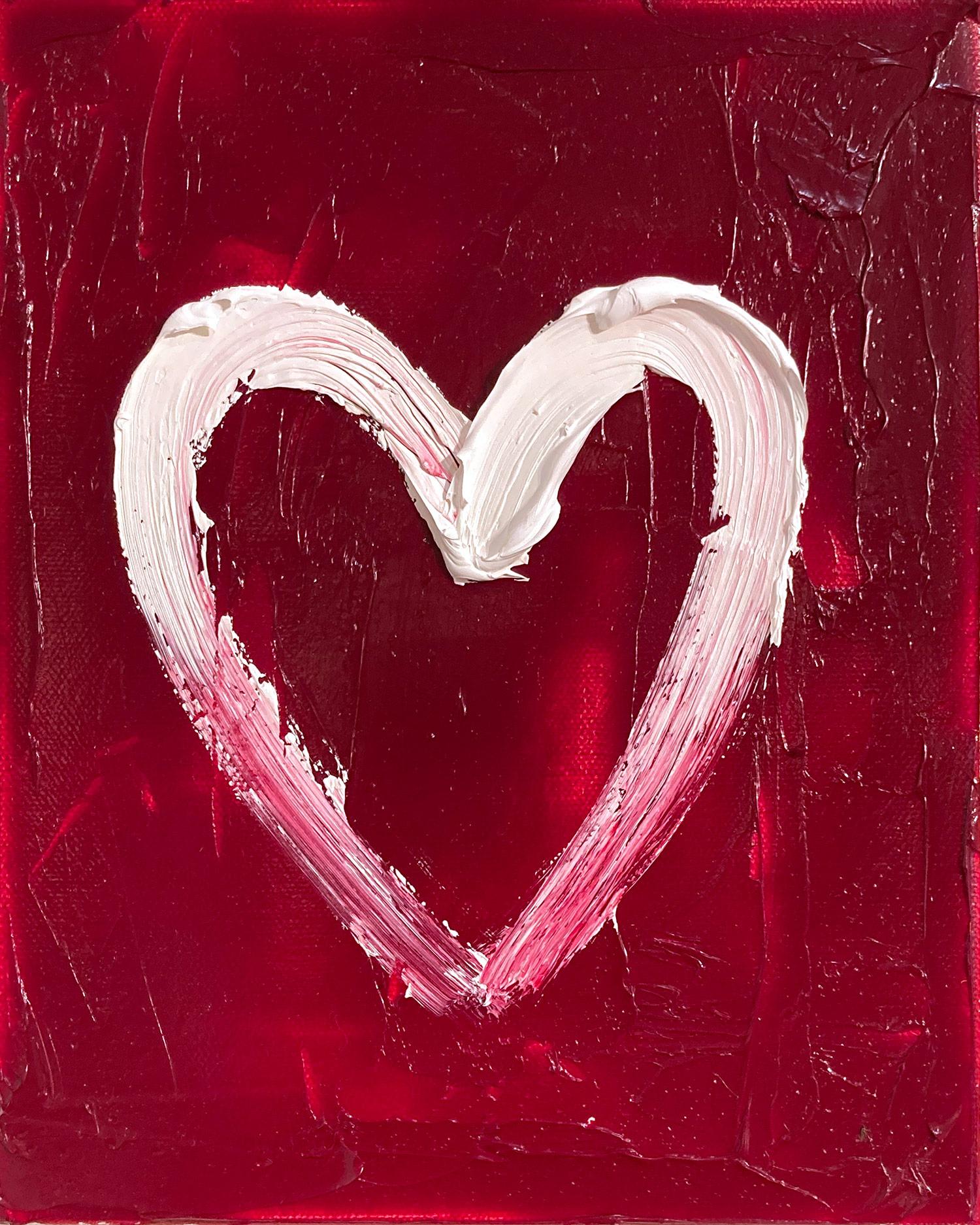 Cindy Shaoul Abstract Painting - "My Heart on Ruby Red" Red and White Contemporary Oil Painting Thick Canvas