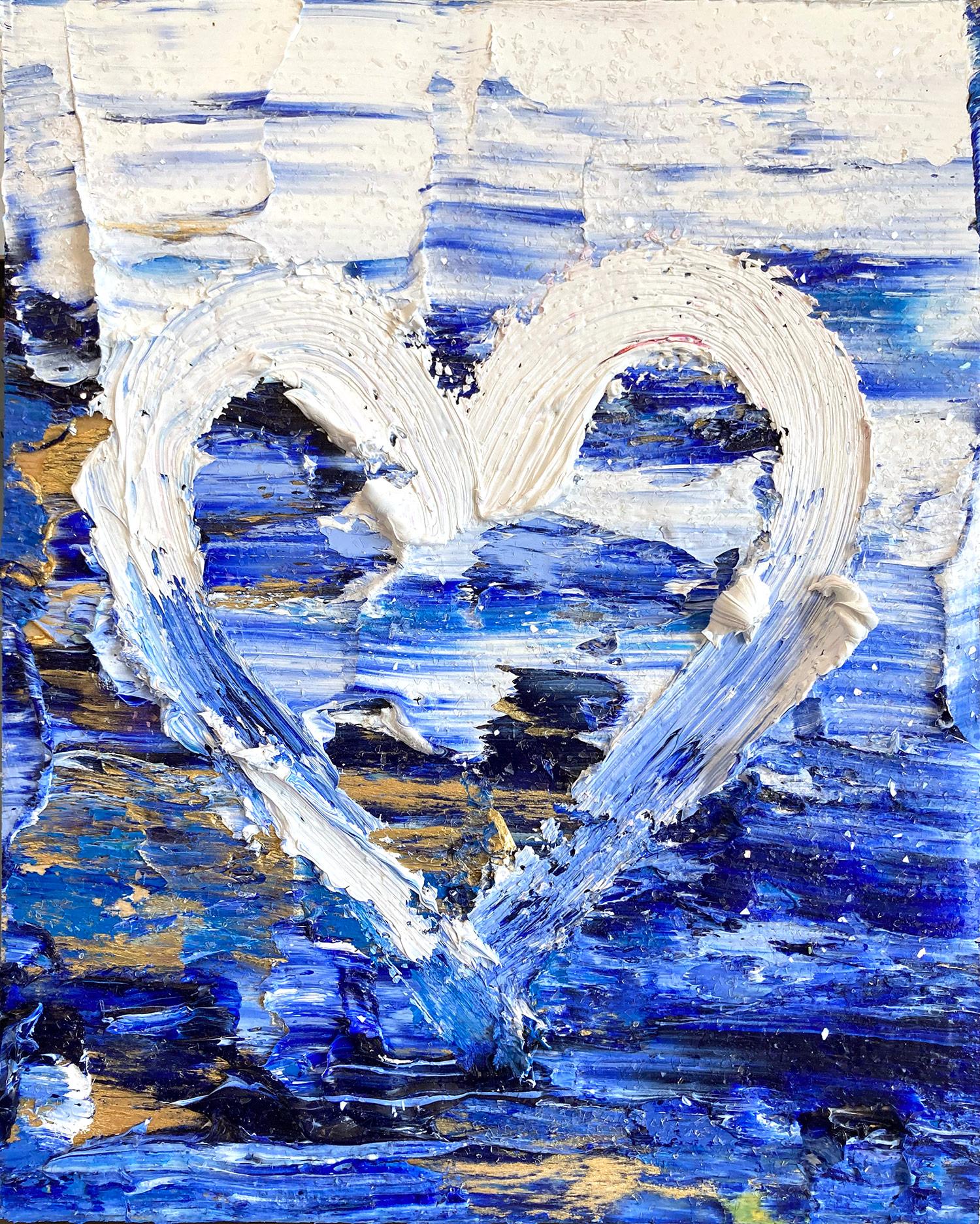 « My Heart on the Open Sea » - Peinture à l'huile contemporaine Pop Art avec cadre flottant - Painting de Cindy Shaoul