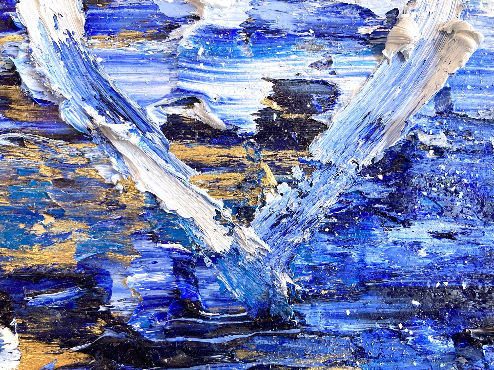 « My Heart on the Open Sea » - Peinture à l'huile contemporaine Pop Art avec cadre flottant en vente 1