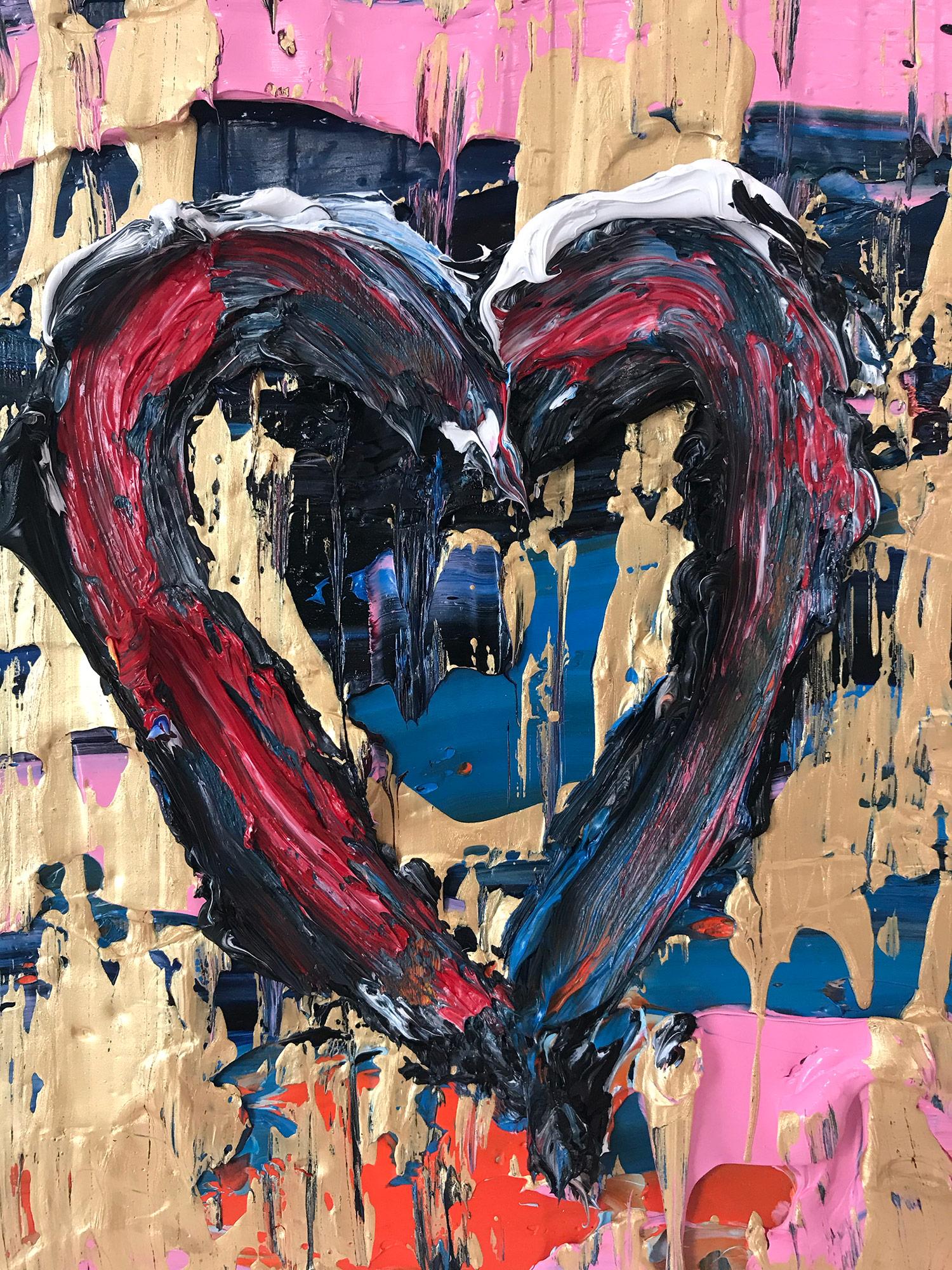 Motivated by bold color and fast brushwork, we are moved by the simplicity and thick textured oil paints in these works. Shaoul’s “My Heart Collection” is a vibrant and energetic display of love encapsulated in these miniature hearts, leaving us