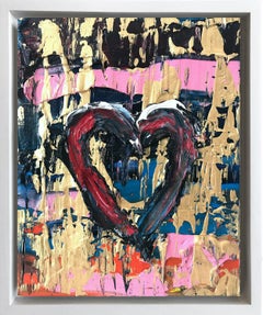 "My Heart Rocks" Contemporary Oil Painting Framed w Floater Frame