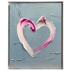"My Hermès Heart" Contemporary Oil Painting on Wood White Floater Frame