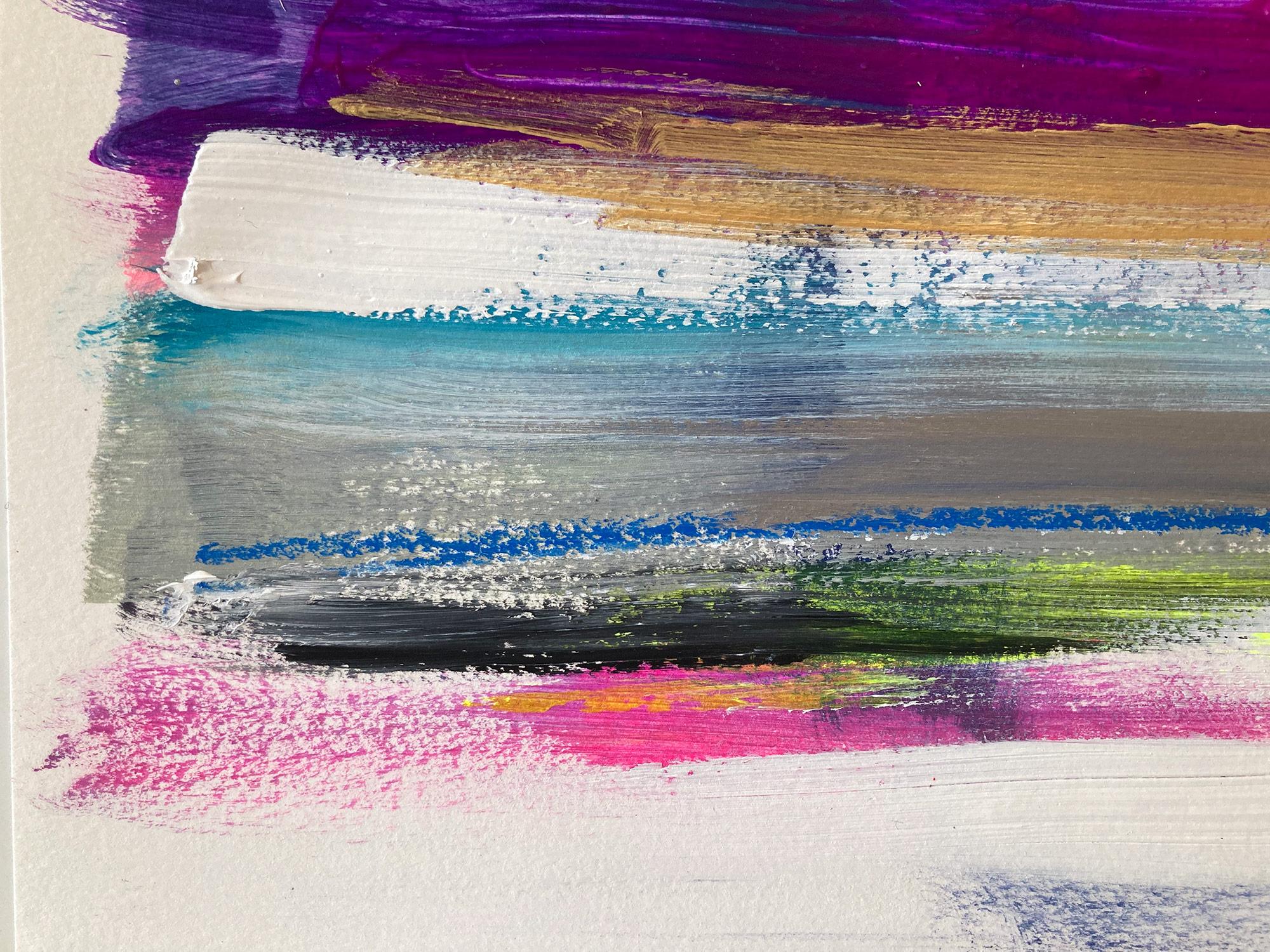 „My Horizon – Arcadia“ Abstraktes Farbfeld Zeitgenössisches Pop-Gemälde auf Papier (Grau), Abstract Painting, von Cindy Shaoul