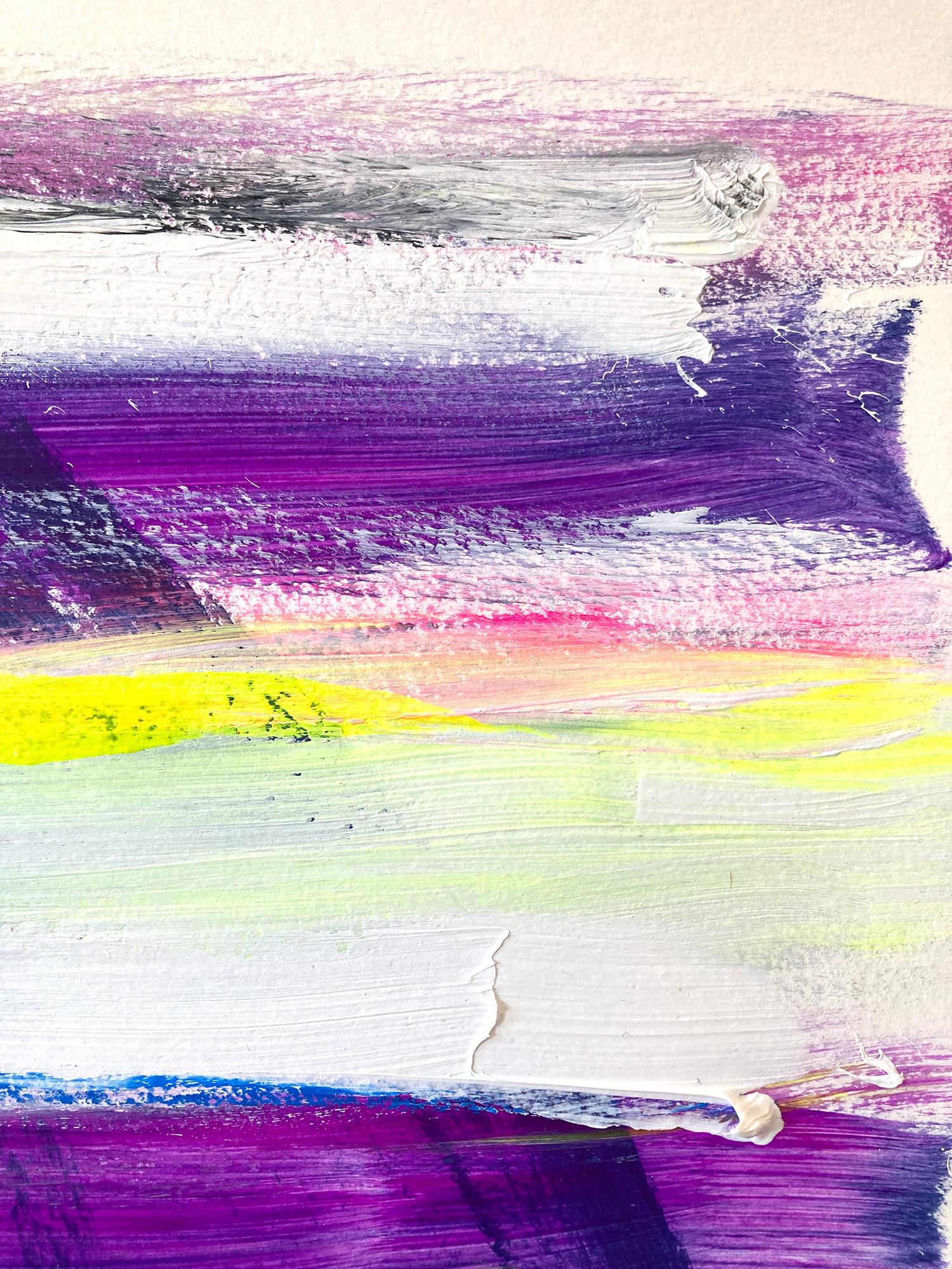 „My Horizon – Arcadia“ Abstraktes Farbfeld Zeitgenössisches Pop-Gemälde auf Papier im Angebot 3