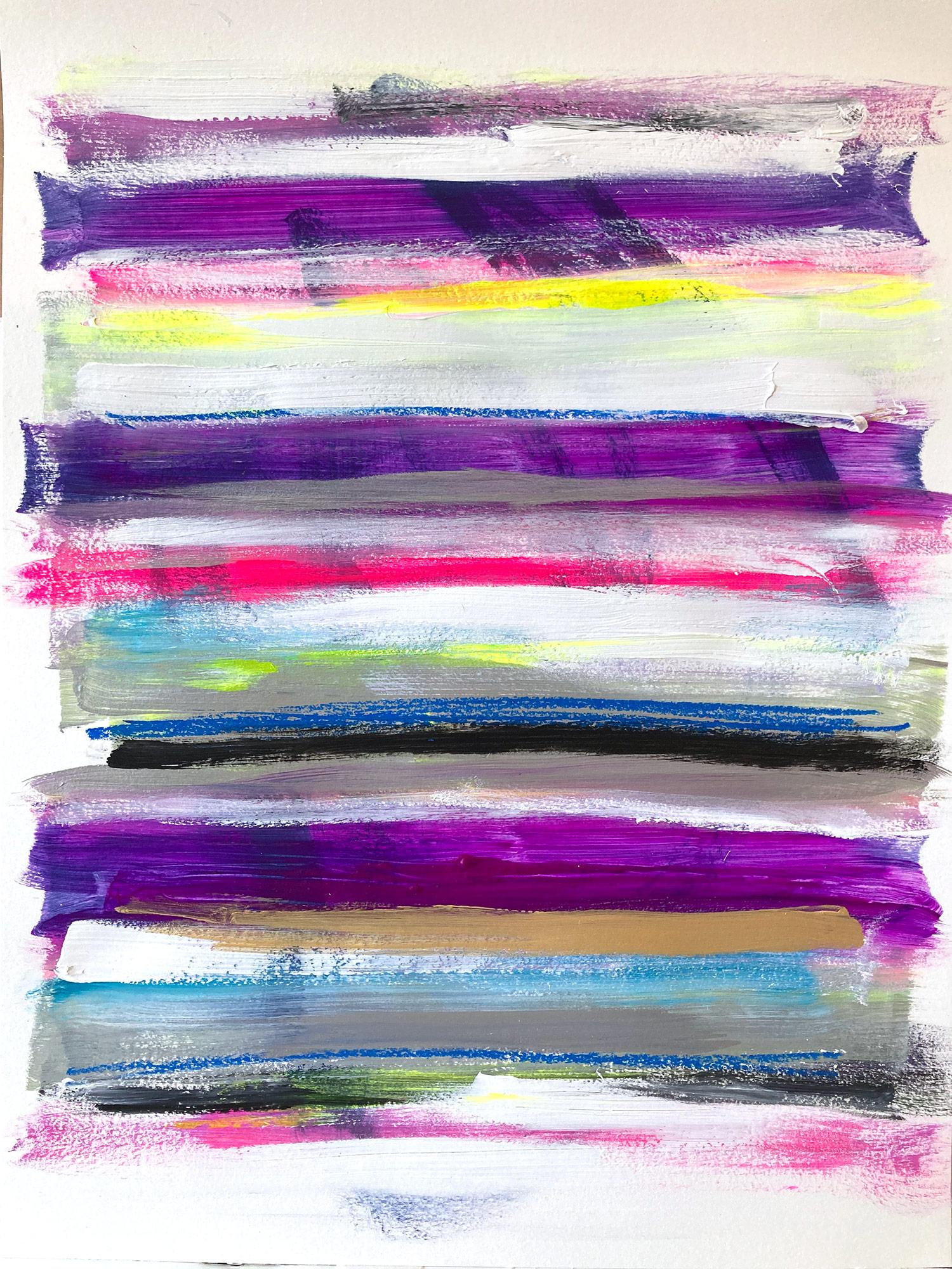 Cindy Shaoul Abstract Painting – „My Horizon – Arcadia“ Abstraktes Farbfeld Zeitgenössisches Pop-Gemälde auf Papier