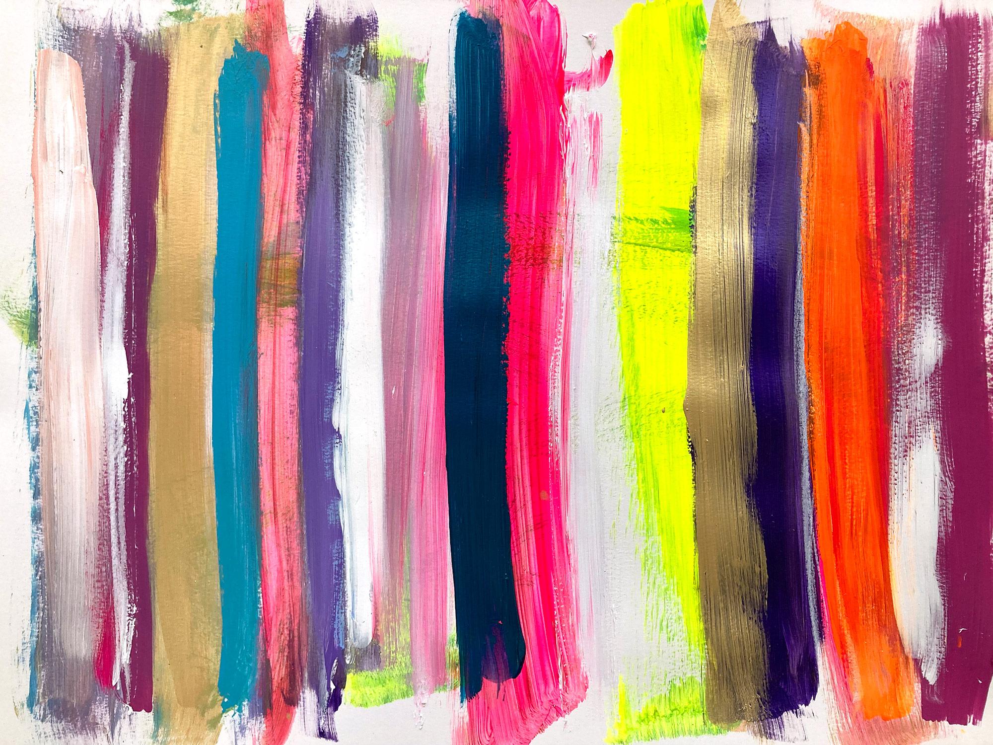 « My Horizon - Bahamas » - Peinture abstraite en couleur contemporaine sur papier